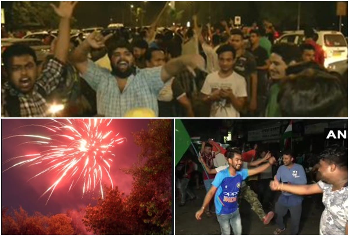 India defeated pakistan in world cup and cricket fans celebrated all over the world with crackers
