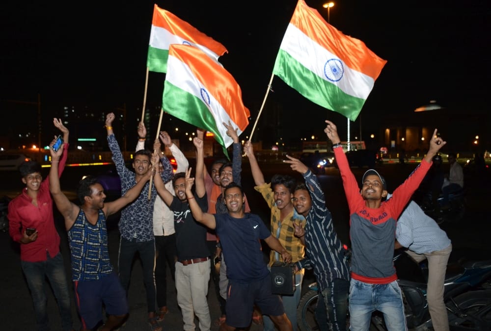 Pics of celebration in lucknow after India win against Pakistan in world cup.