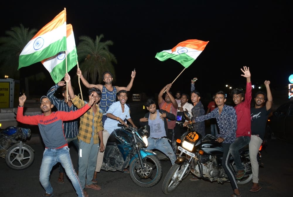 Pics of celebration in lucknow after India win against Pakistan in world cup.