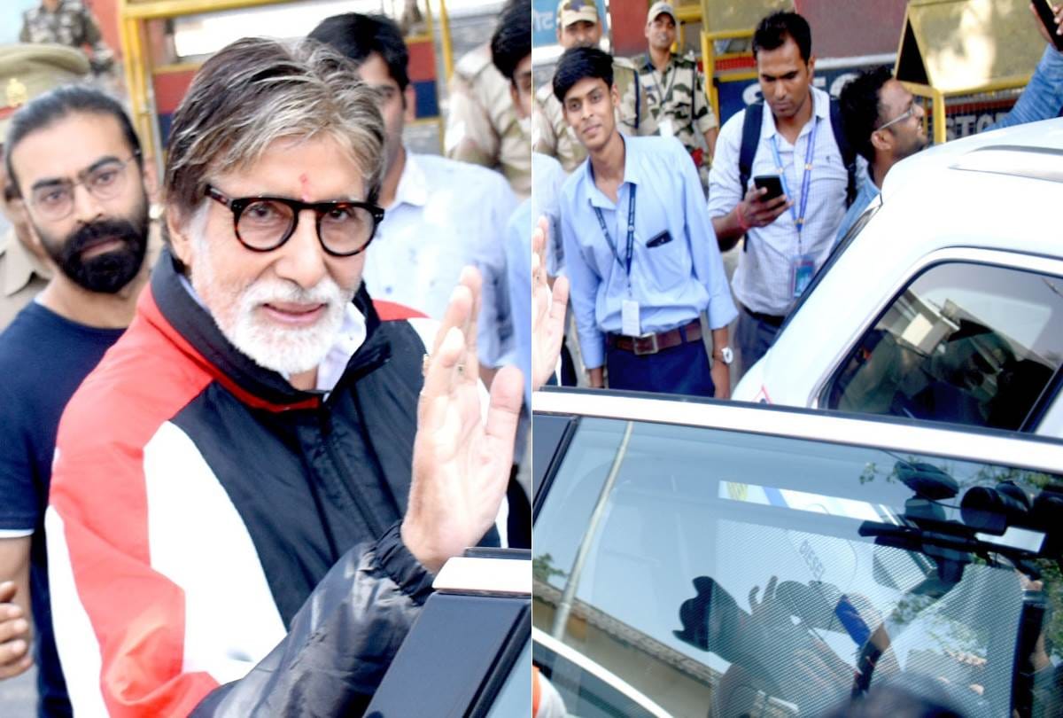 film actor amitabh bachchan reached in lucknow for shooting