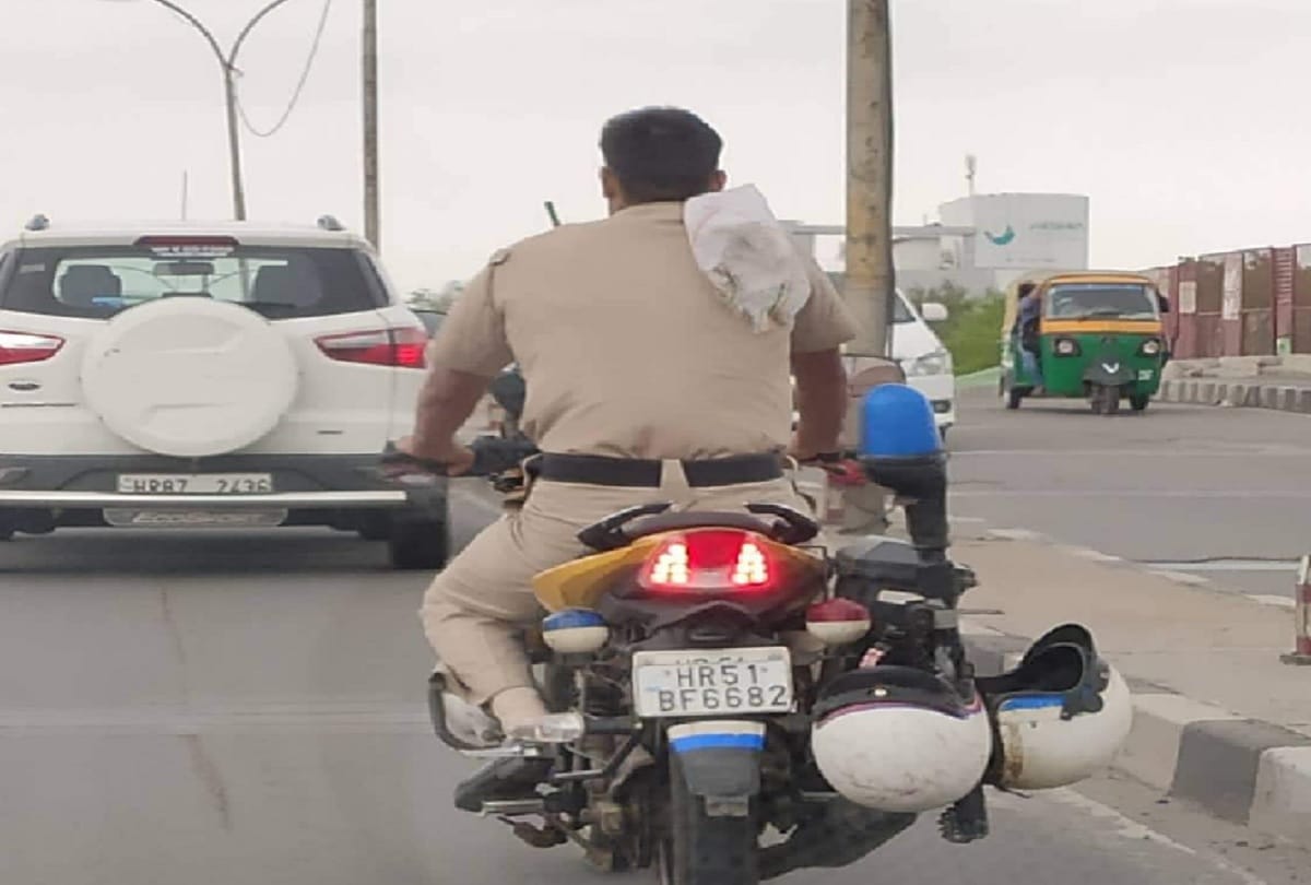 faridabad news policeman was running bike without helmet DGP challaned