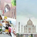 ताजमहल के बाहर कूड़े का ढेर