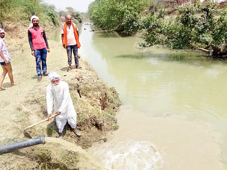 Thirsty thirsty banyani-gudha village filled with water in the dry Chandraval river