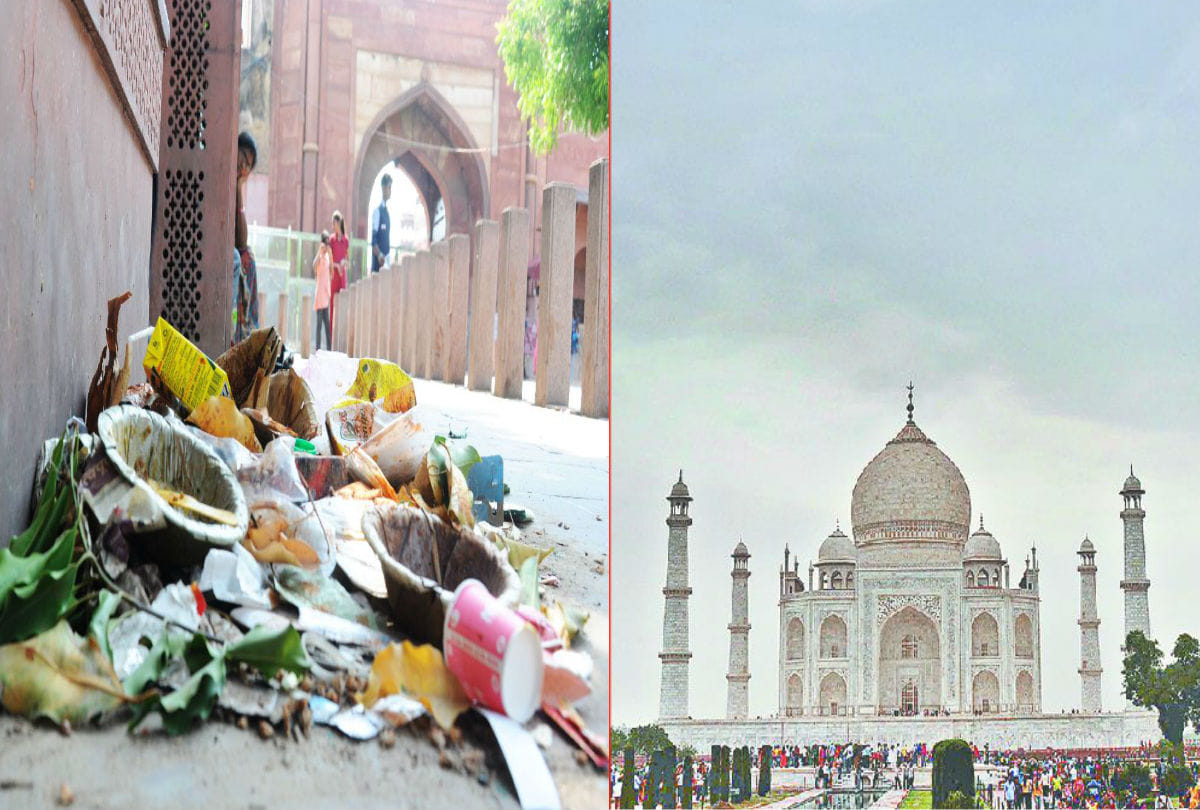 Garbage dump outside the Taj Mahal due to sweepers strikes in agra
