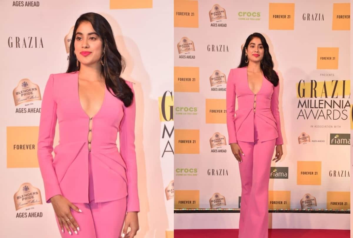 Grazia Millennial Awards 2019: Janhvi Kapoor looks gorgeous in a pink pantsuit
