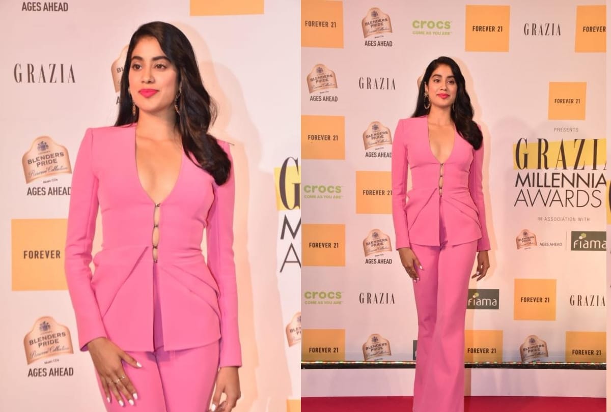 Grazia Millennial Awards 2019: Janhvi Kapoor looks gorgeous in a pink pantsuit