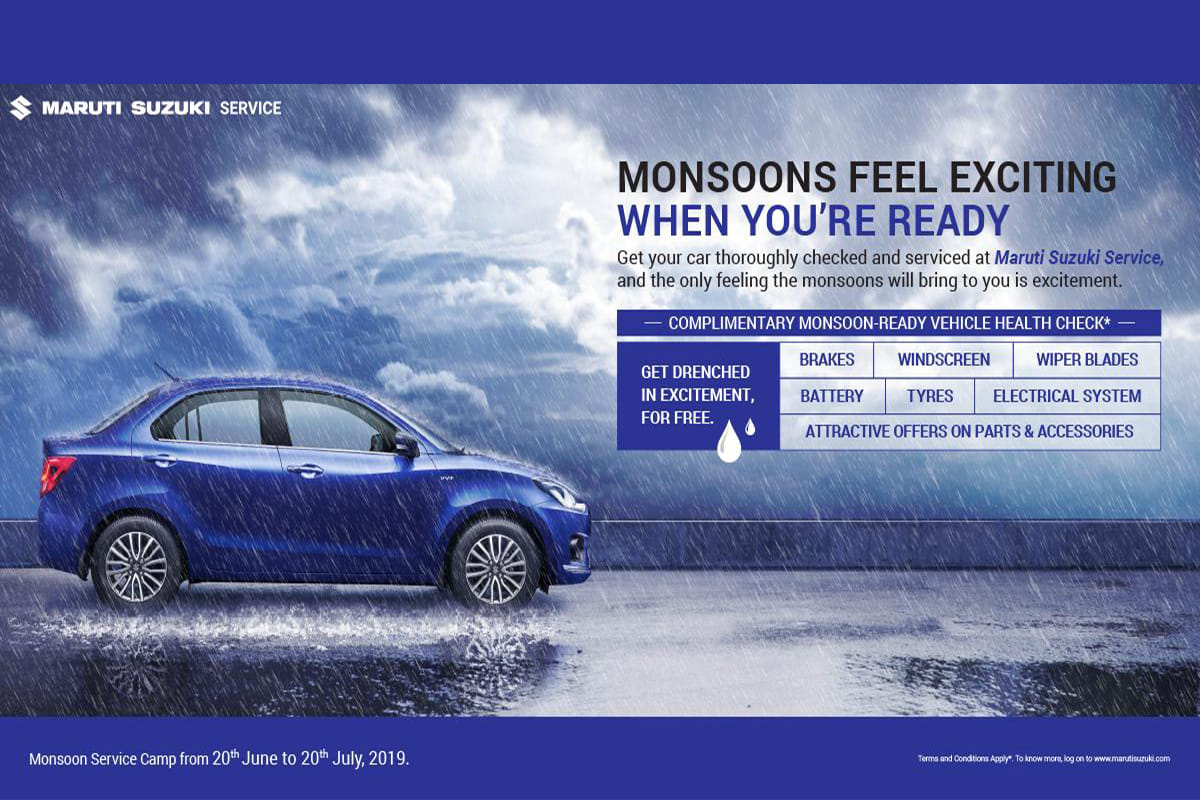 Maruti Suzuki offers mansoon free service camp in india start 20 june to 20 july 2019
