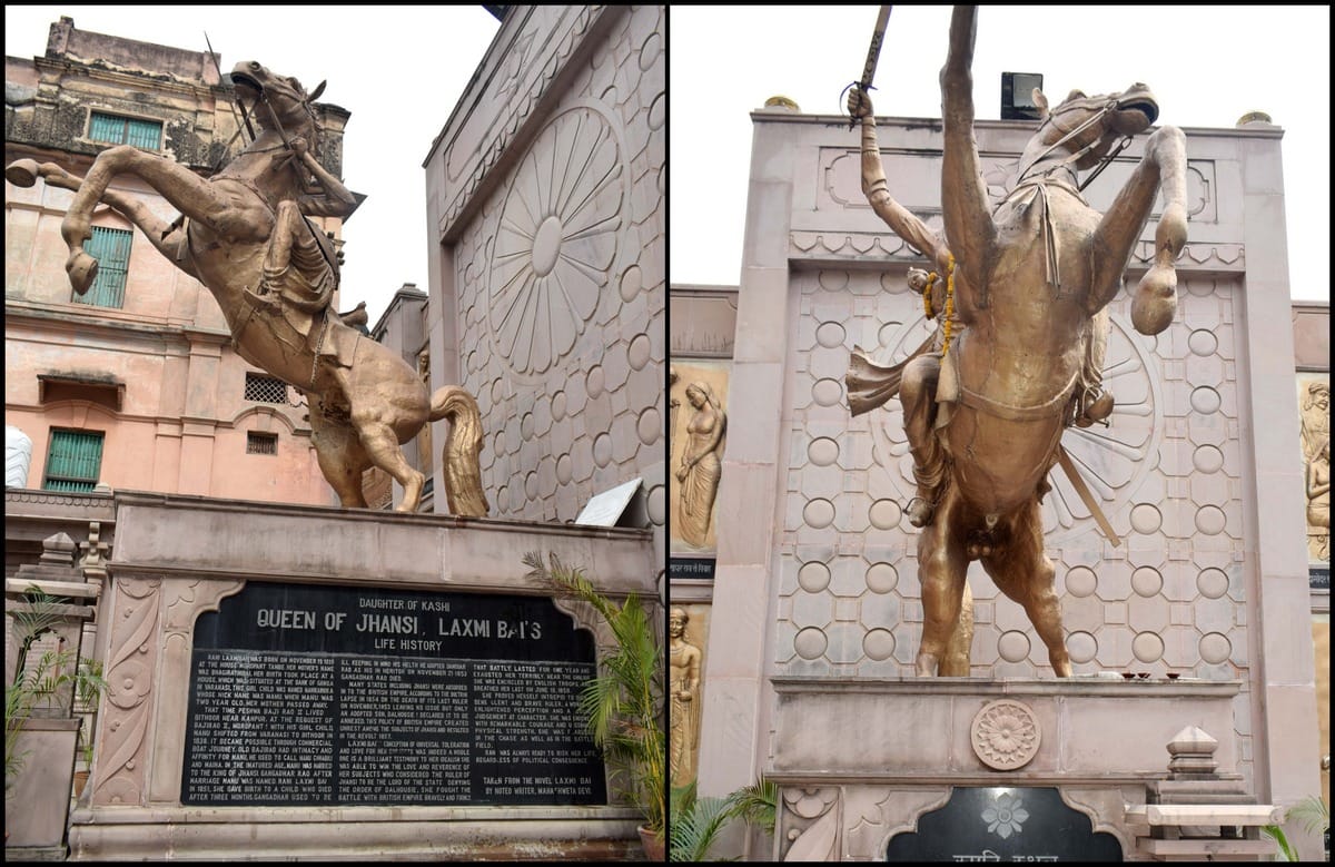 Rani laxmi bai life history statue situated in varanasi