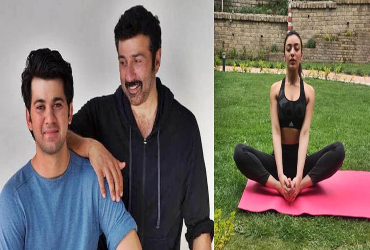 Sunny Deol’s son Karan Deol Pal Pal Dil Ke Paas Actress Sahher Bambba Yoga Photos