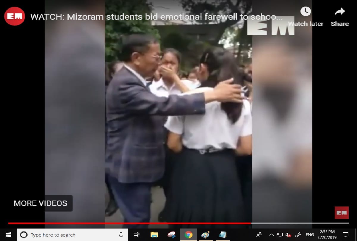 video of students crying in farewell of principal in mizoram