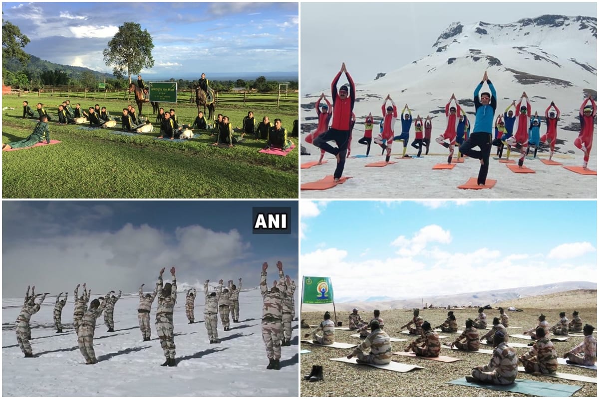 International Yoga Day 2019: ITBP Personnel perform yoga postures in 19000 feet mountains to river