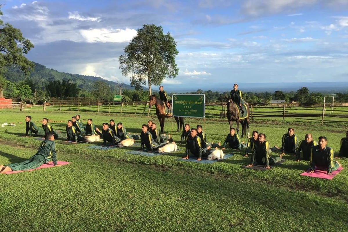 International Yoga Day 2019: ITBP Personnel perform yoga postures in 19000 feet mountains to river