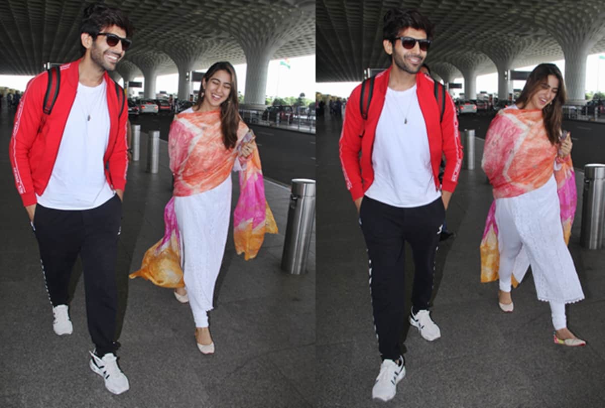 Kartik aryan and sara ali khan spotted at airport with sizzling chemistry