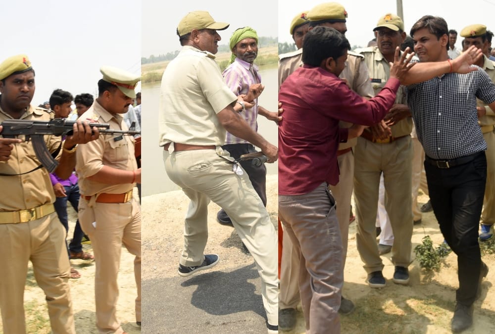 Police use force on villagers who were angry after nagram accident.