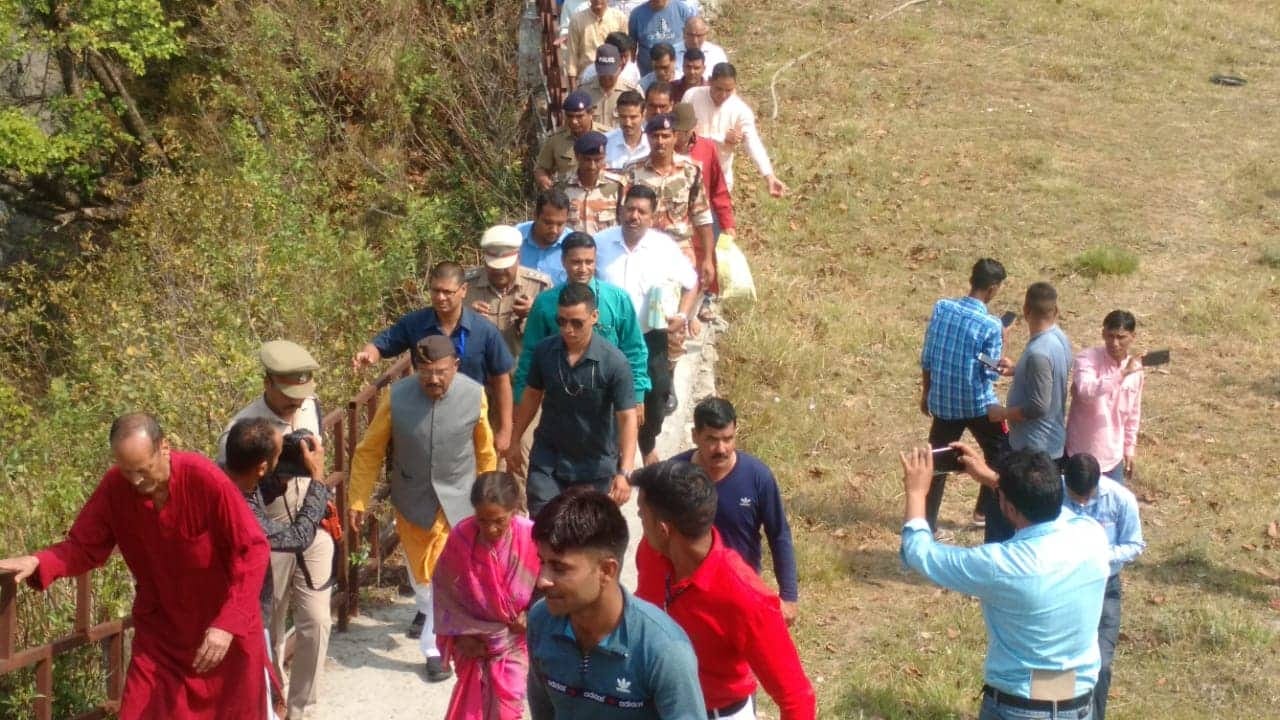 National security advisor Ajit Doval offering prayer in kuldevi temple at pauri