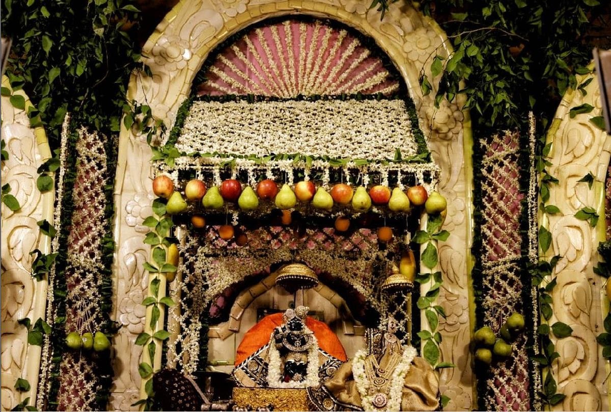 artist performs odyssey Dance in radharaman temple vrindavan