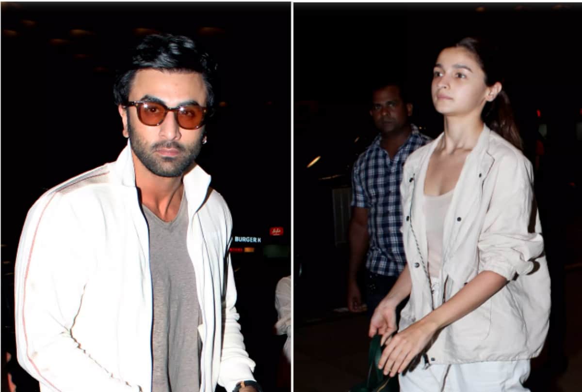 Ranbir Kapoor Alia Bhatt twinning in white flaunts a Gucci bag