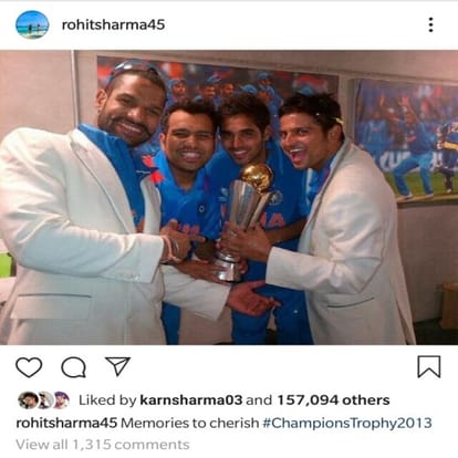 Rohit Sharma trolls after sharing Champions trophy victory photo on social media