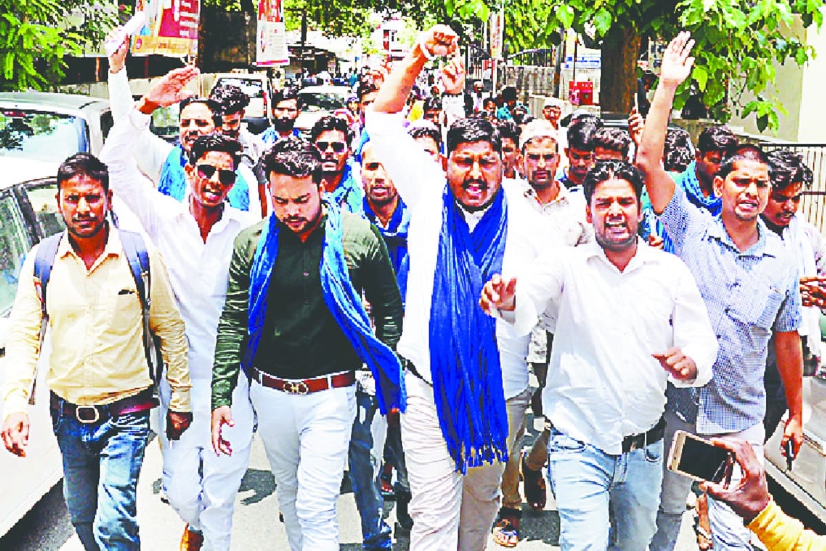Bhim Army activists protest in the Collectorate and demanded action against the many accused