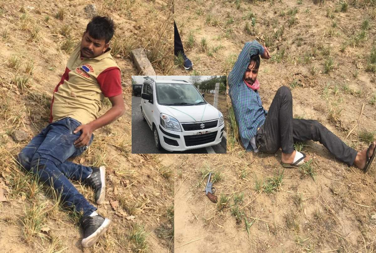 greater noida encounter between up stf and goons 2 arrest, 3 shot
