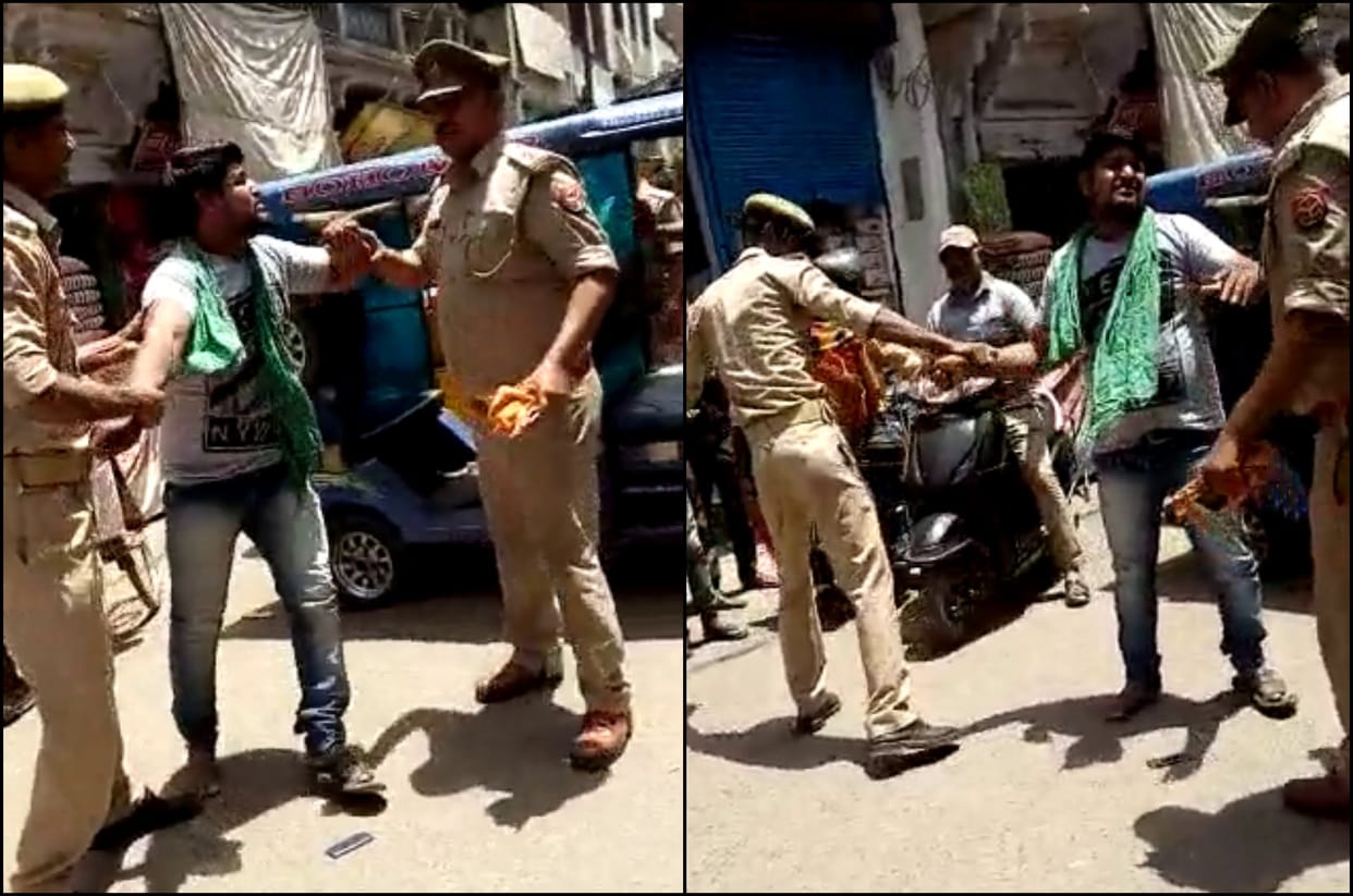 inspector constable suspends beaten video viral with e rickshaw driver varanasi