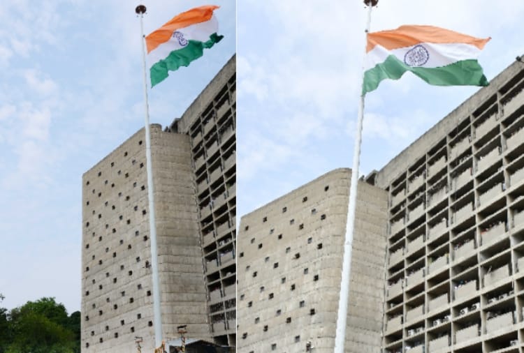 80 feet high flag fly by CM Manohar lal in Haryana secretariat