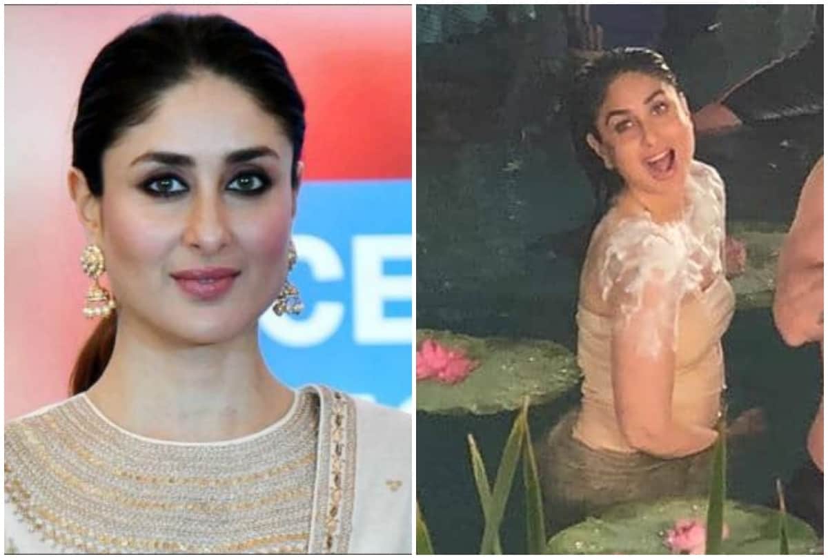 kareena kapoor shoots in lotus flower pond pictures
