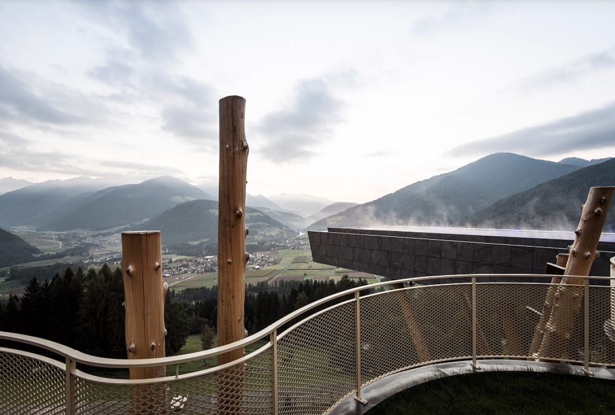 World's Most Dangerous Swimming Pool with glass bottom in hotel hubertus italy