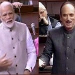 PM Modi and Ghulam Nabi Azad in Rajya Sabha