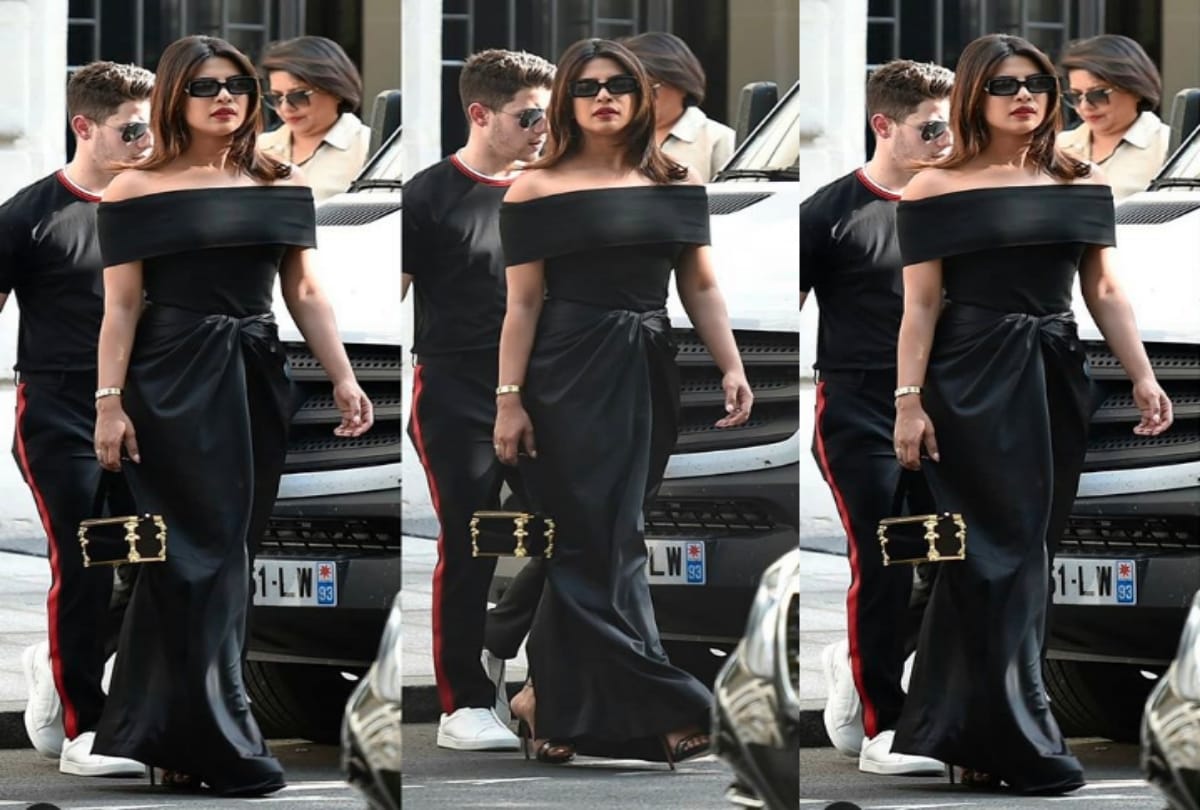 priyanka chopra spot in pink mini dress with husband nick jonas in paris