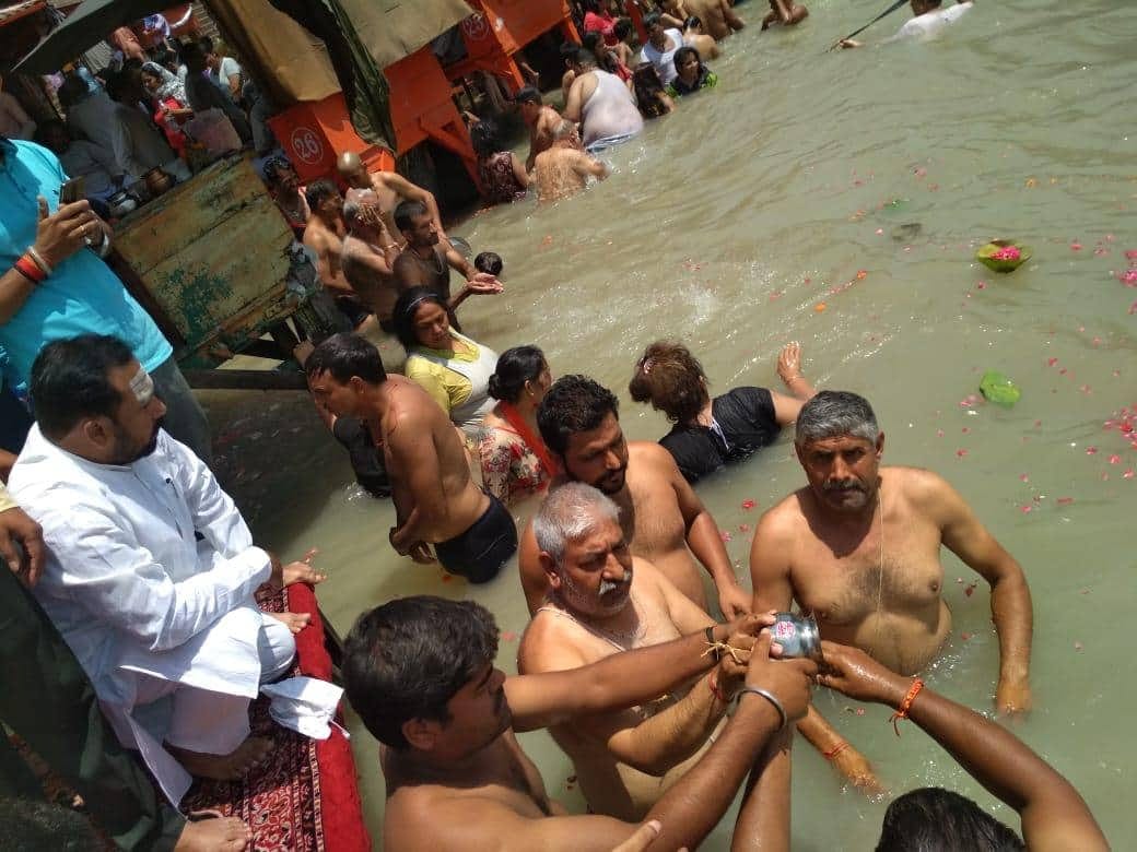 uttarakhand education minister arvind pandey son ankur pandey bone immersed in ganga
