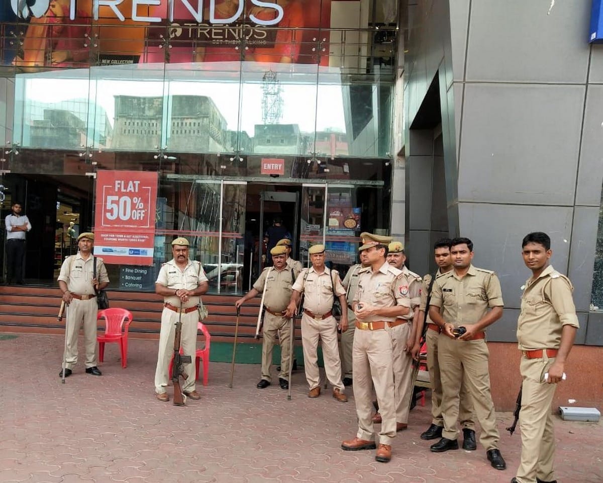 police at theater for article 15 movies release in varanasi