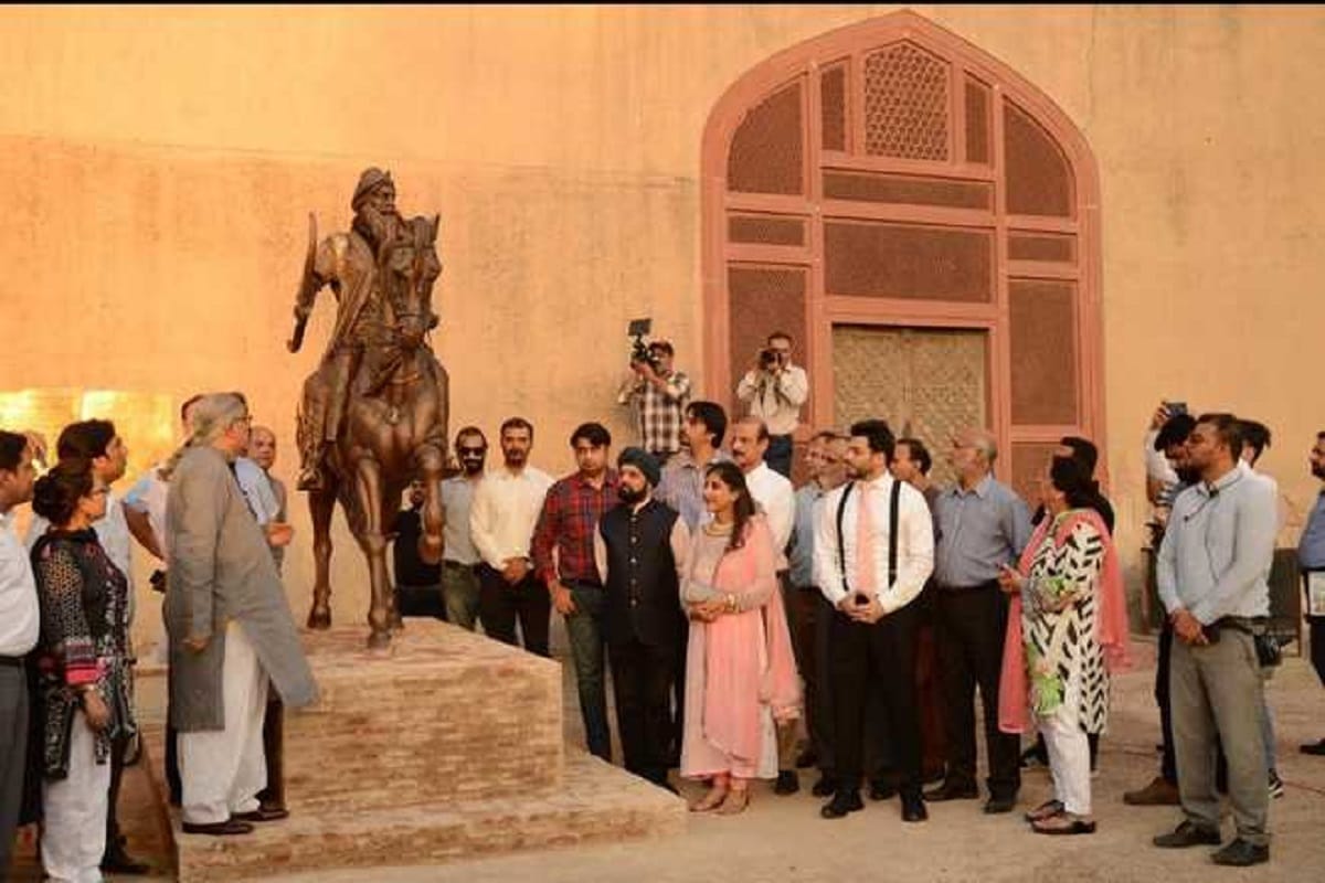 Statue of Maharaja Ranjit Singh, foundation in the historic fort of Lahore