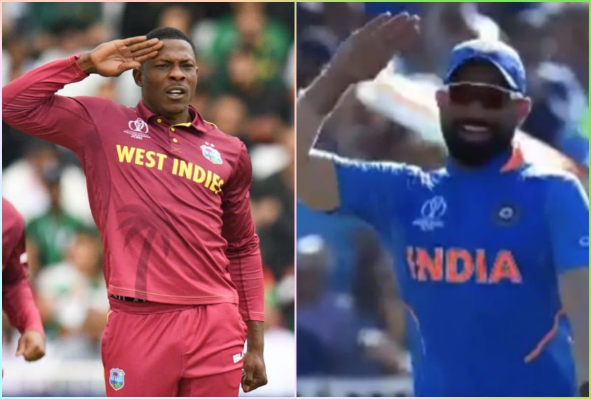 Mohammed Shami copy to Sheldon Cottrell  Military Celebration style after taking wickets