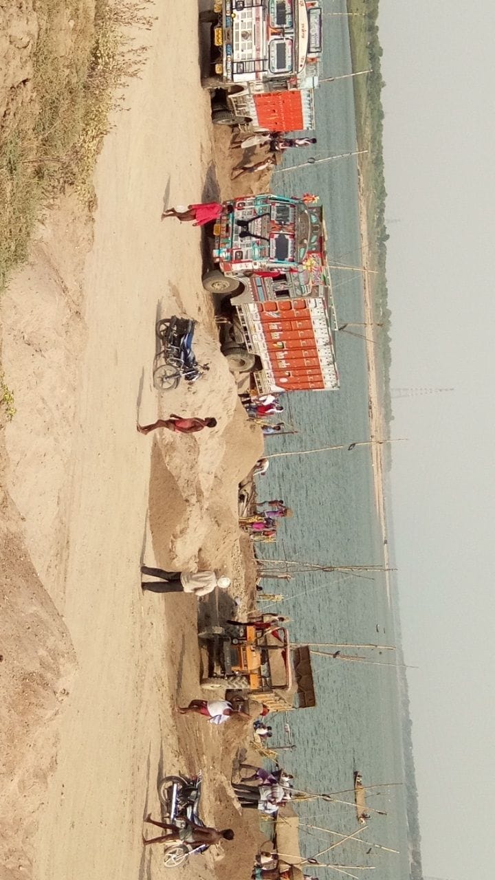 Illegal mining in urban areas, sand dune of millions of Yamuna shore