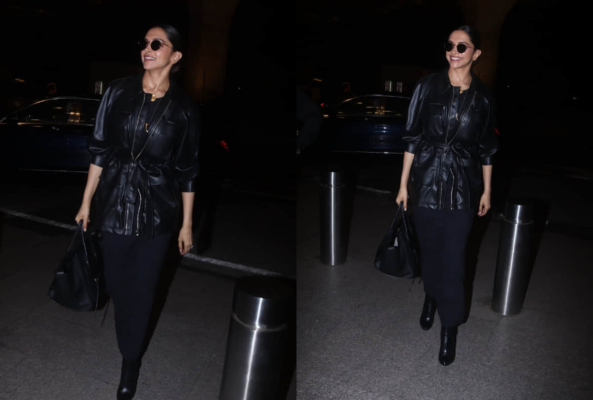 deepika padukone sppoted at mumbai airport all in black look