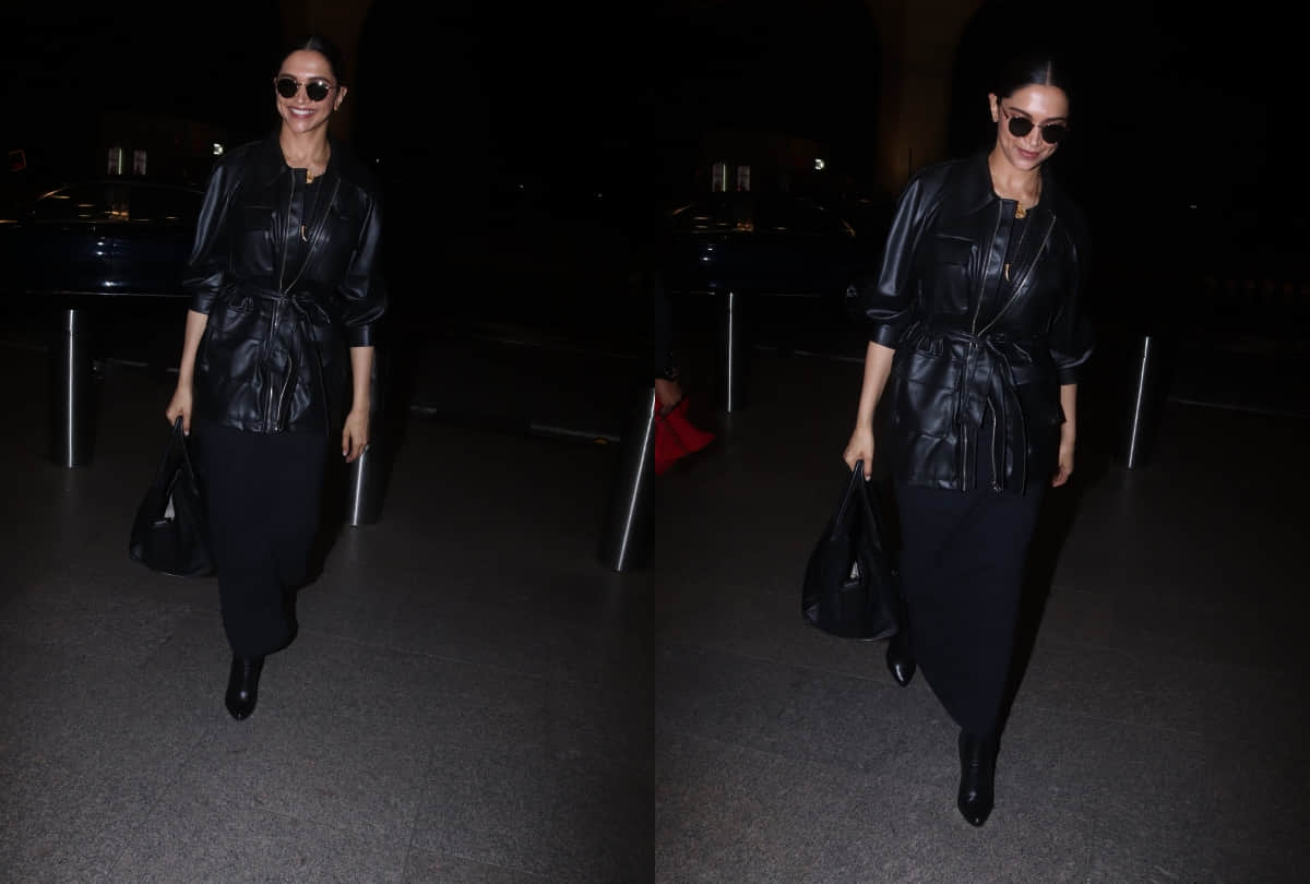 deepika padukone sppoted at mumbai airport all in black look