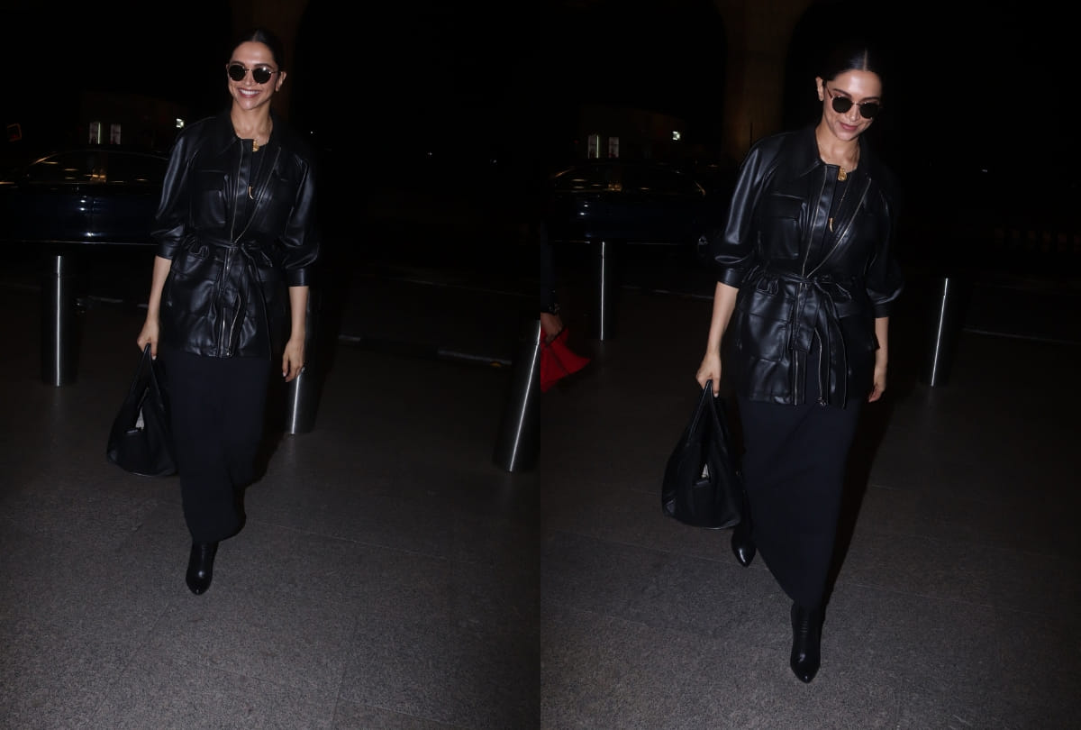 deepika padukone sppoted at mumbai airport all in black look