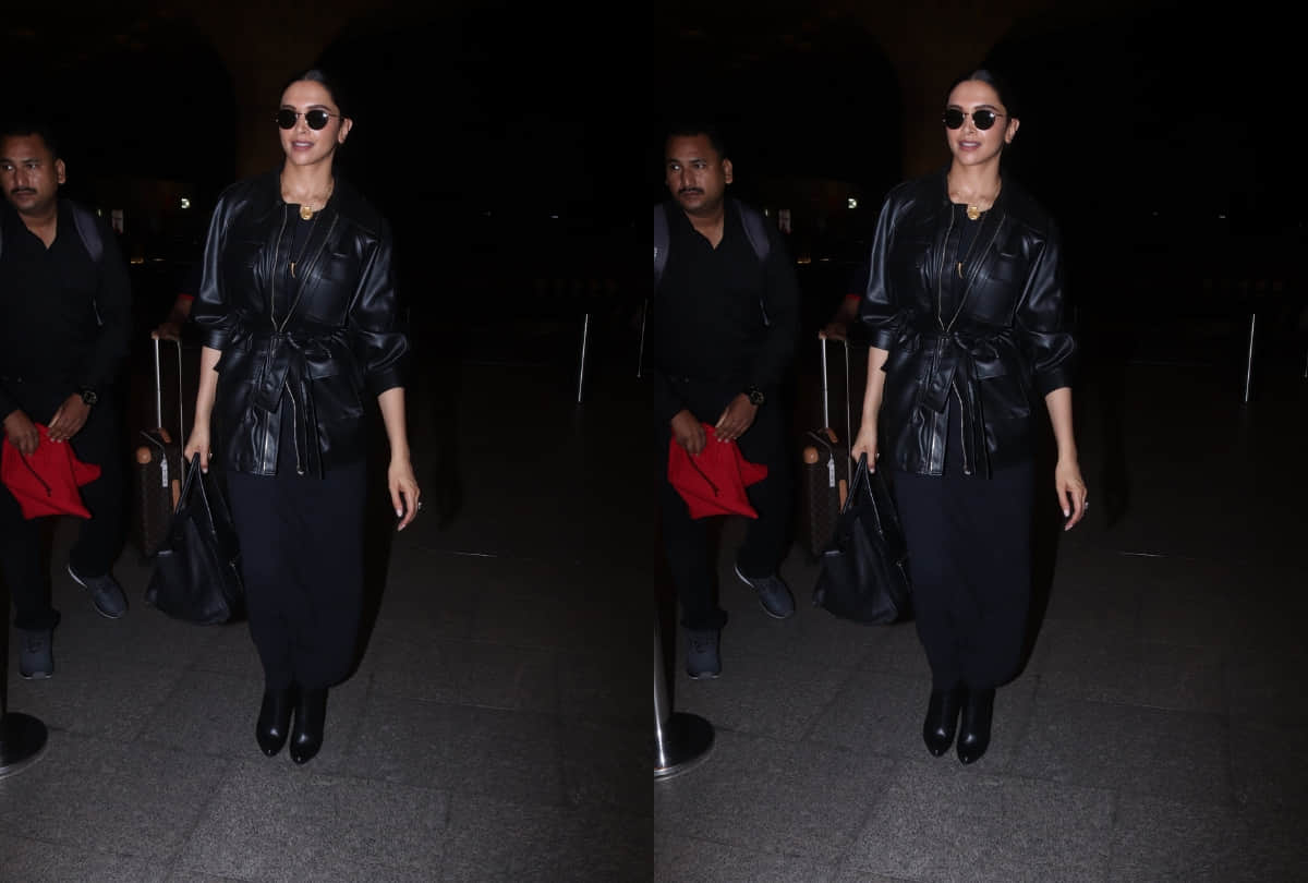 deepika padukone sppoted at mumbai airport all in black look