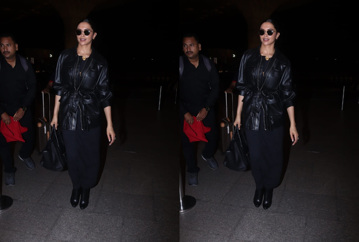 deepika padukone sppoted at mumbai airport all in black look