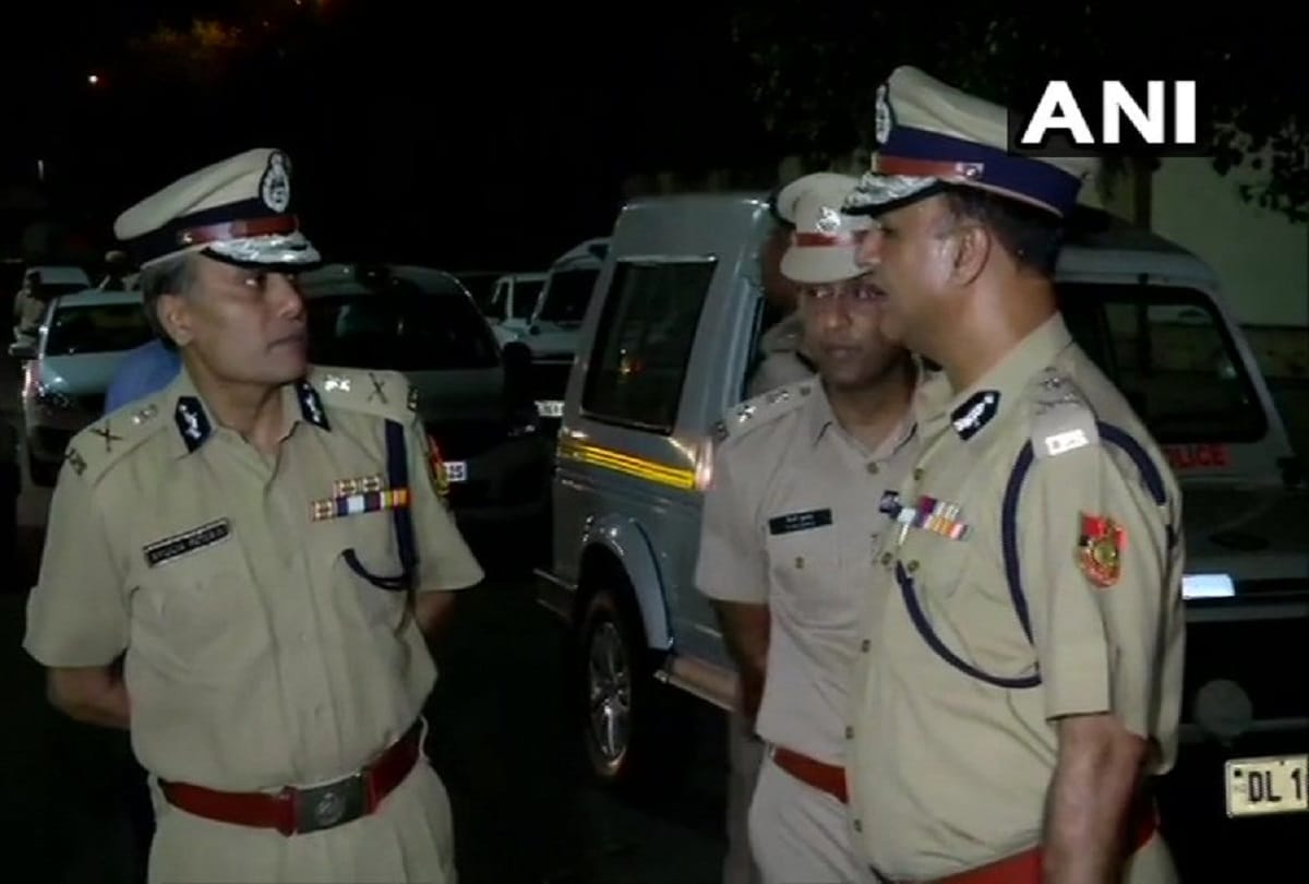 Delhi Police Commissioner Amulya Patnaik inspects the patrolling of Delhi Police