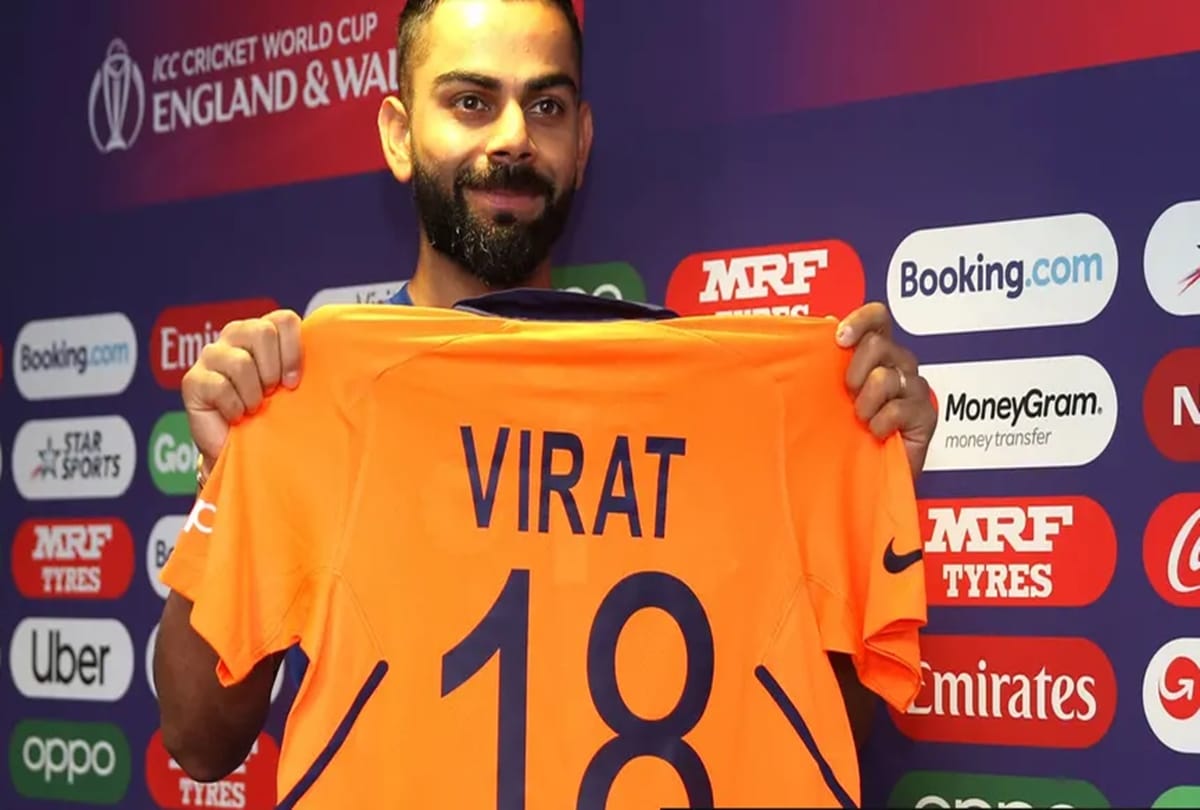 Virat Kohli unveils new Orange India jersey against England in world cup 2019