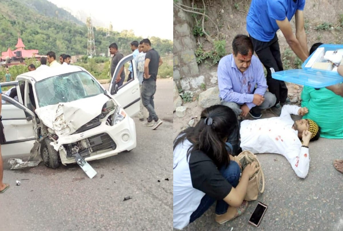 car rams into truck five injured in Sundernagar Mandi Himachal Pradesh