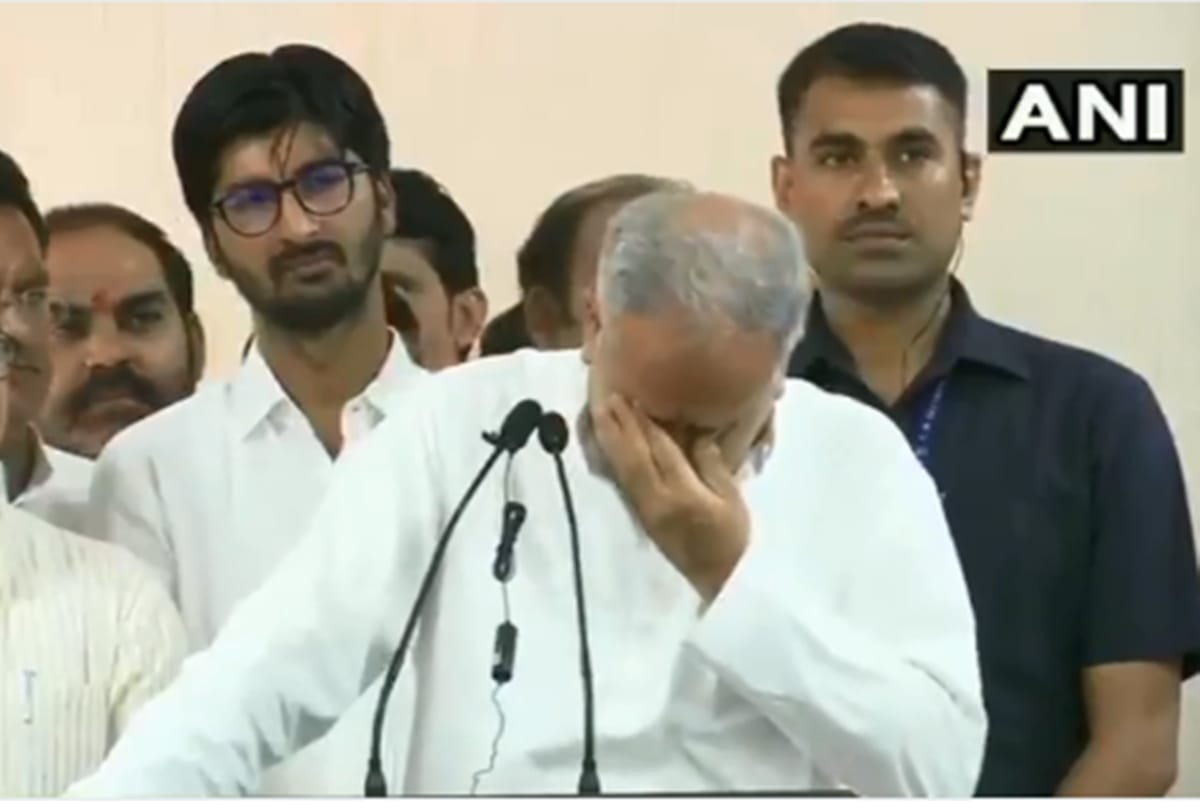 bhupesh baghel tears up at an event passing post to Mohan Markam in Raipur