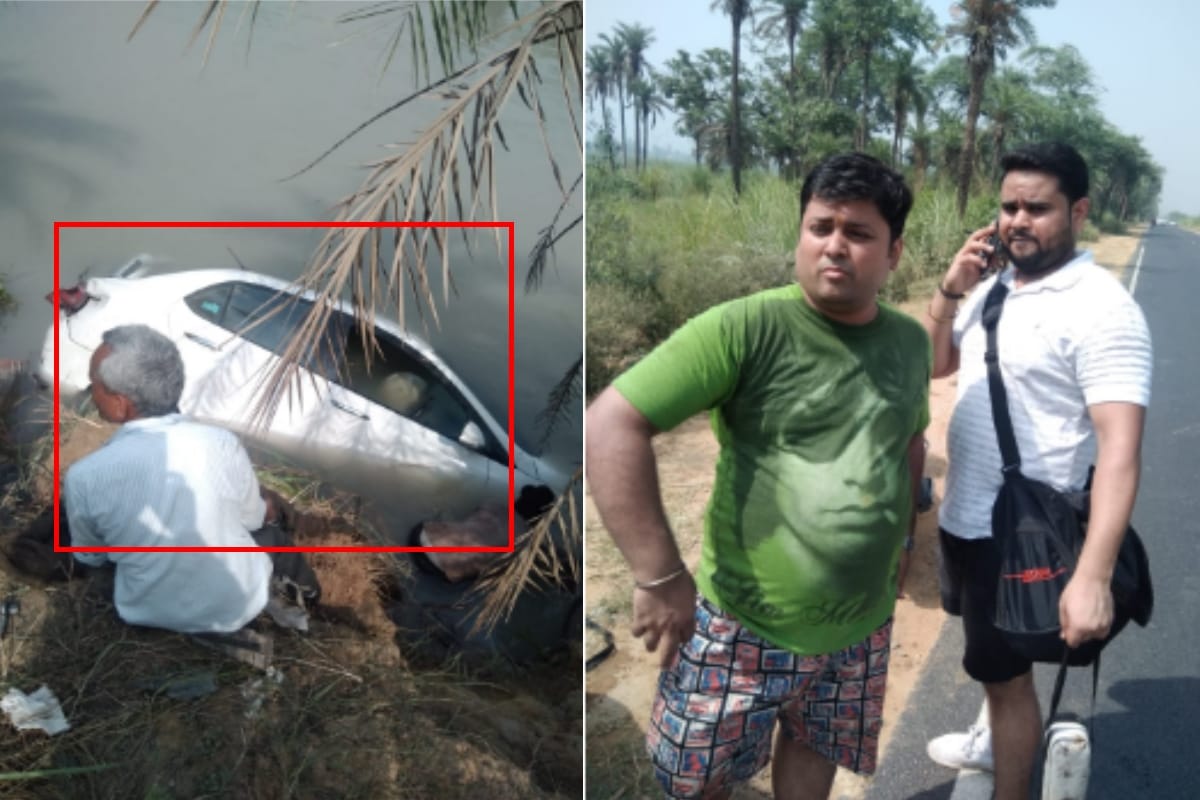 Muzaffarnagar: Car going from Delhi to Haridwar fell in Ganganagar, two boys survive