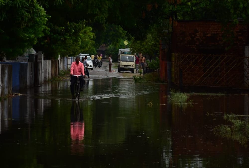 Heavy rain changes weather in Lucknow.