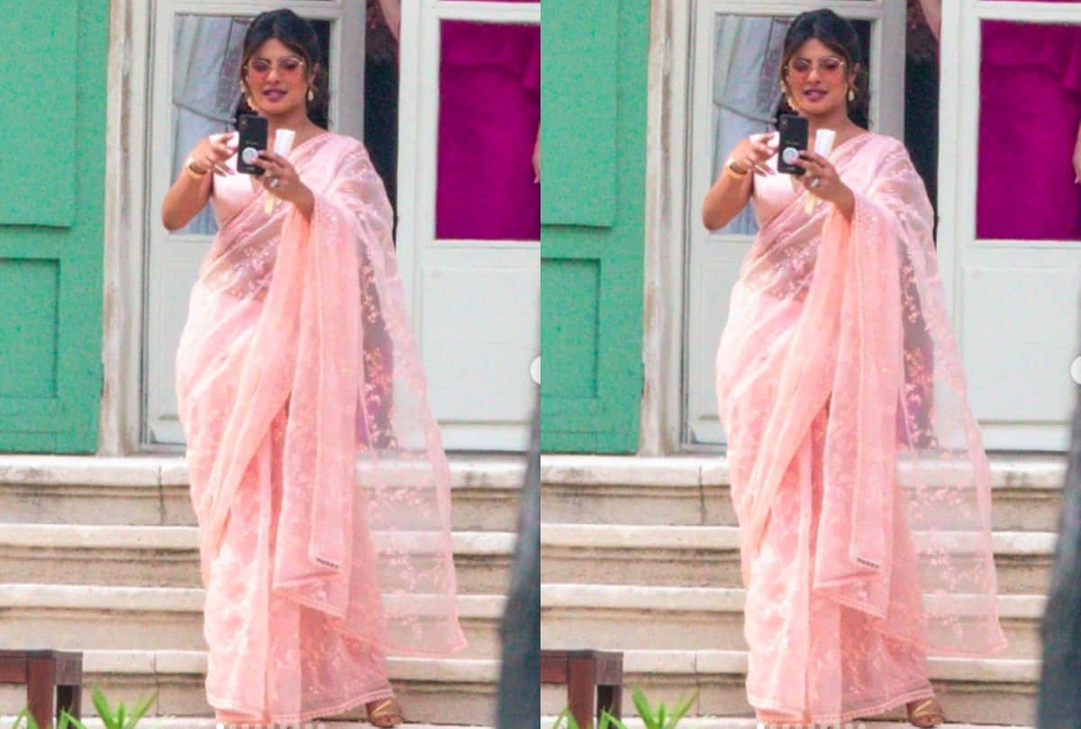 priyanka chopra jonas slay in saree look at joe jonas and shopie wedding