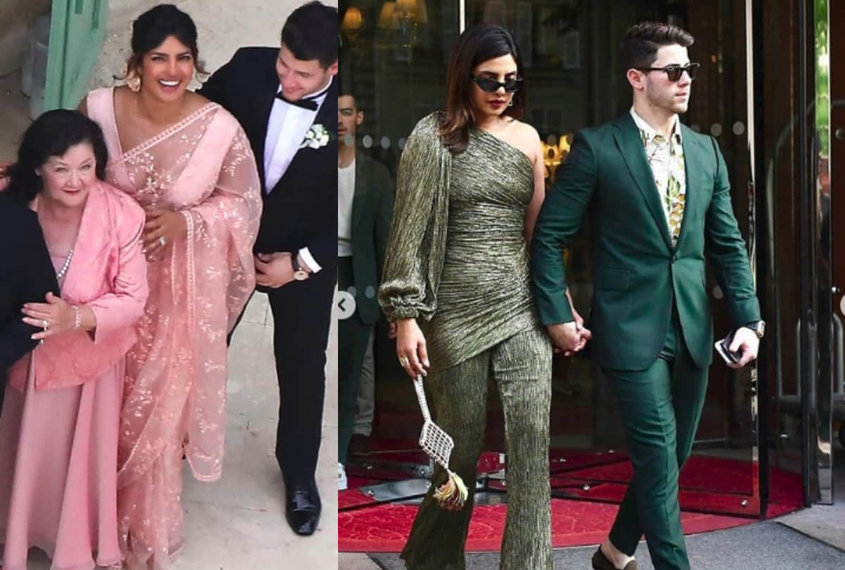 priyanka chopra jonas slay in saree look at joe jonas and shopie wedding