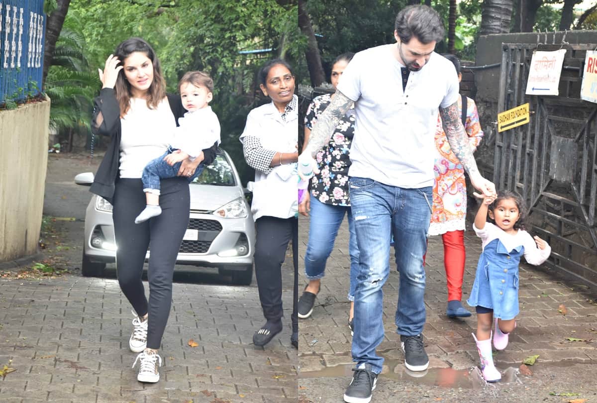 Sunny Leone Trolled For Not Holding Daughter Nisha Hands Husband Daniel Webber Support