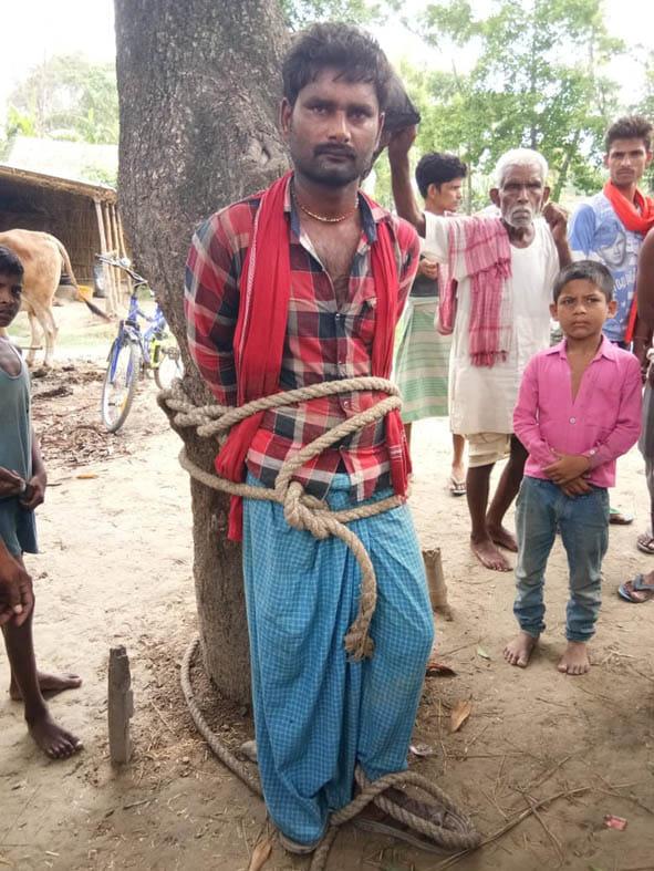 thief caught and beaten